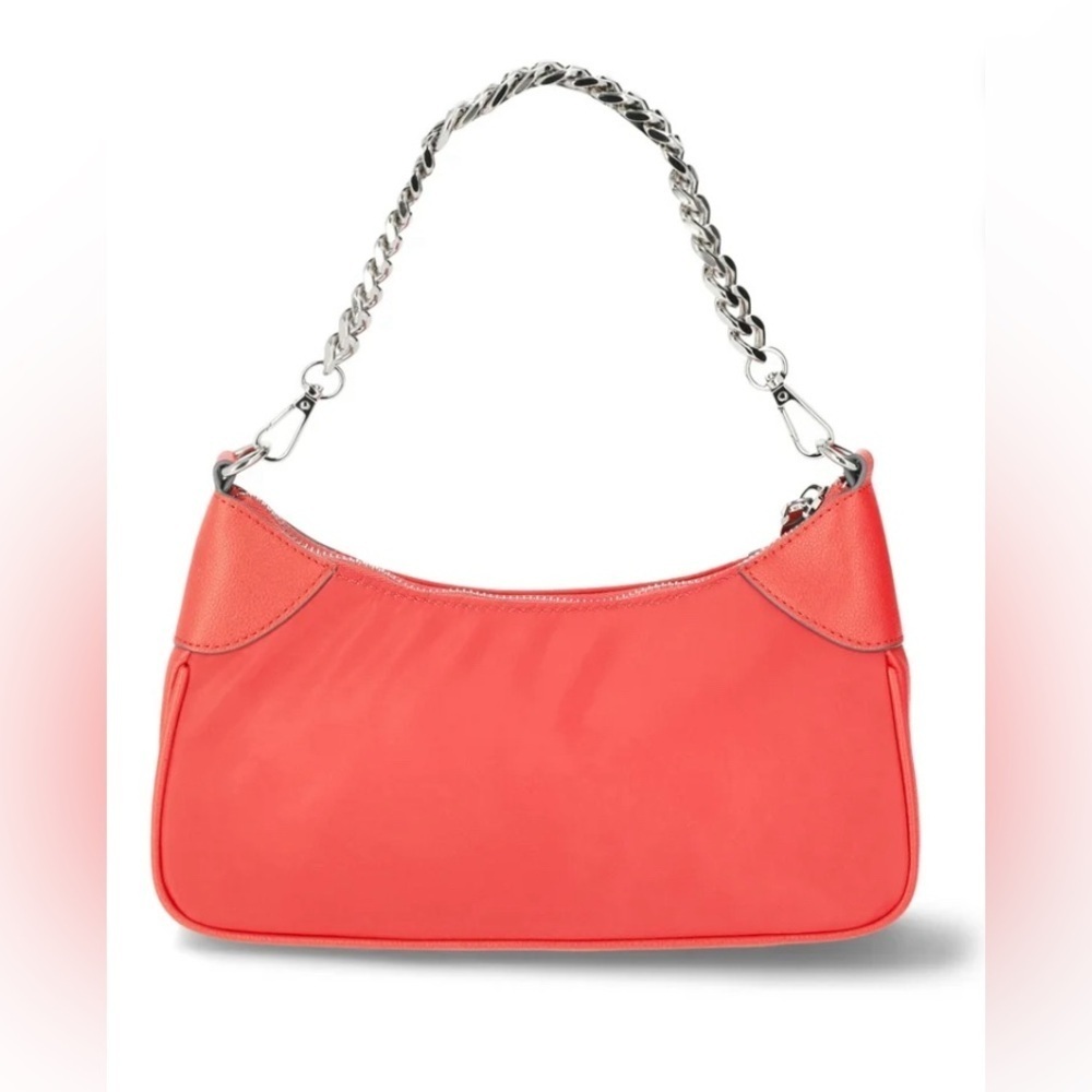 NYC Bag,NYC Crossbody Bag,NYC Vibrant orange Shoulder Bag with Silver Chain - Picture 7 of 9